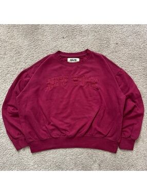 Vintage 90's Beautiful Embroidered New York Spell-out Burgundy Sweatshirt